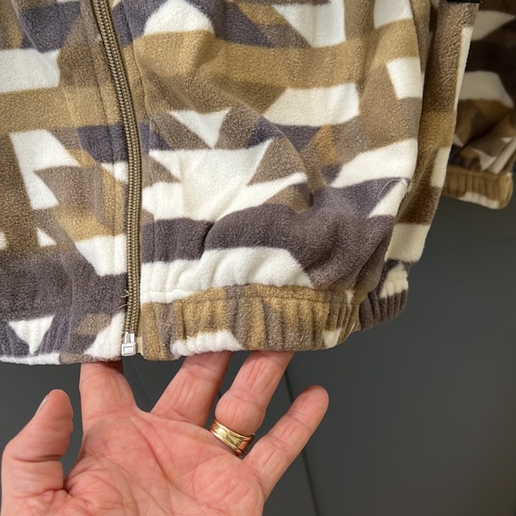 NWT{Supplies by Union Bay}Sz S TanBrownCream Aztec Print Fleece Zip Up w/pockets - Picture 5 of 9